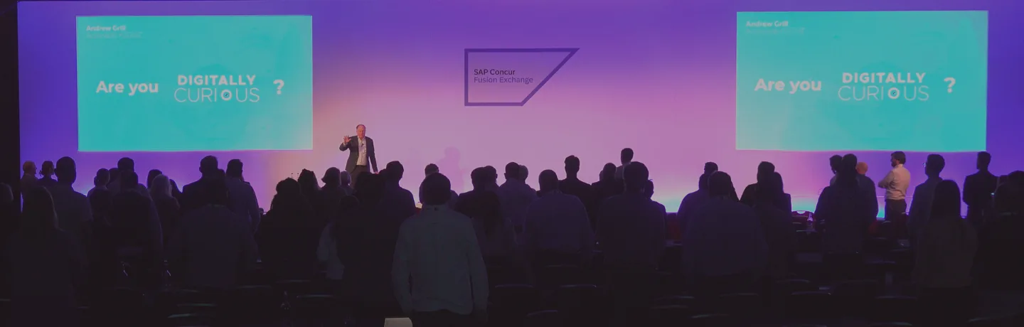 Andrew Grill delivering the SAP Concur Fusion Exchange keynote