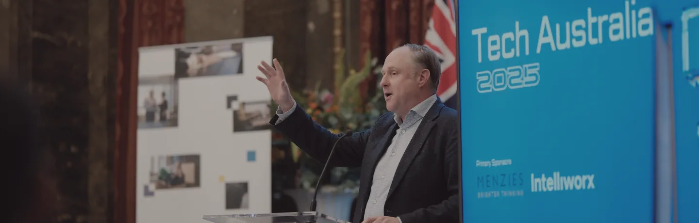 The Actionable Futurist Andrew Grill as the Master of Ceremonies at Tech Australia at Australia House in London