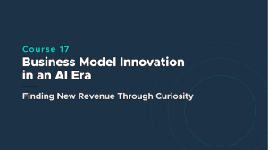 Course 17 banner: Business Model Innovation in an AI Era — Finding New Revenue Through Curiosity on a dark blue background with circular design.